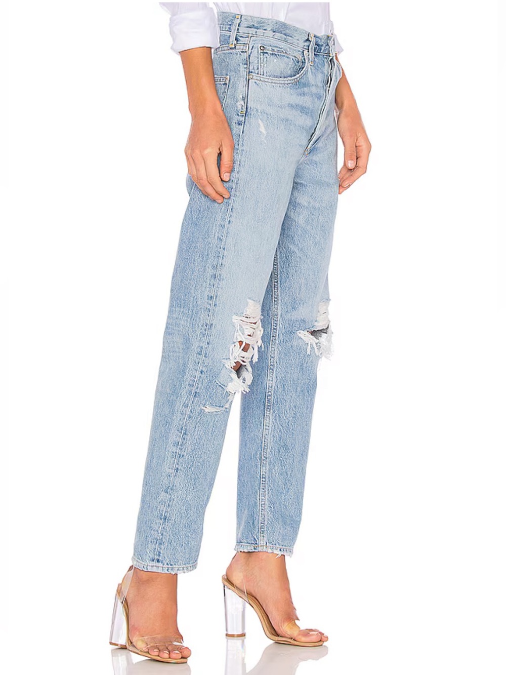 Agolde 90s Mid Rise Loose Fit Jeans in Fall Out Distressed Wash Size 26